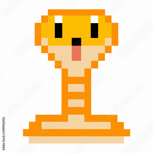 Pixel art snake with orange and yellow tones, simple retro design