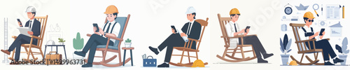 vector character architect sitting rocking chair