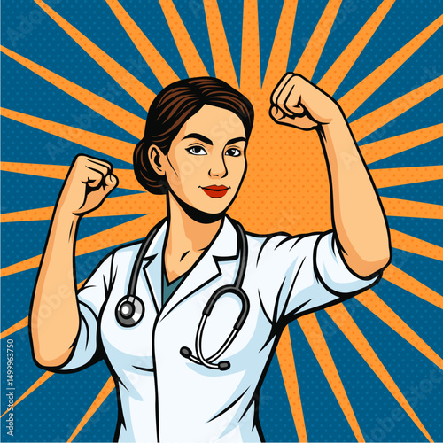 strong doctor illustration drawing pop art designs