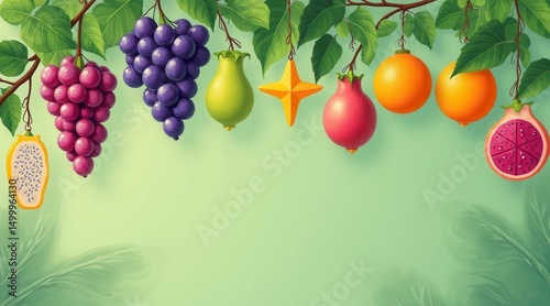 Exotic Fruits Hanging from a Branch
