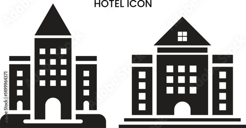 Hotel building icon vector set sign symbol