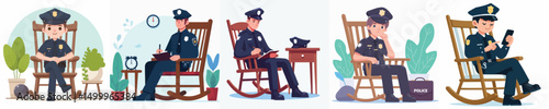 police character vector sitting rocking chair