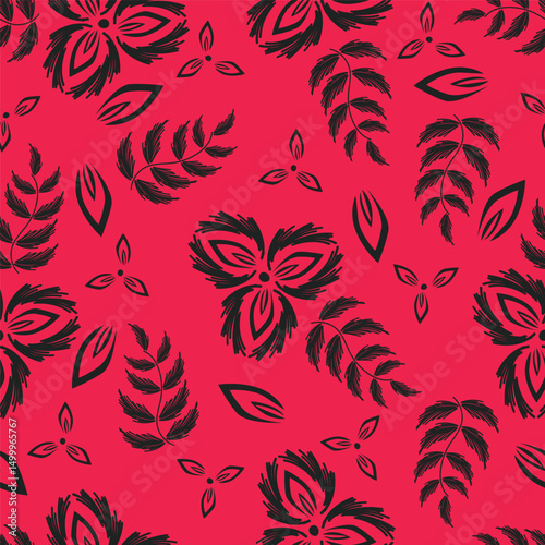 Seamless pattern with floral motifs. Vector illustration.	