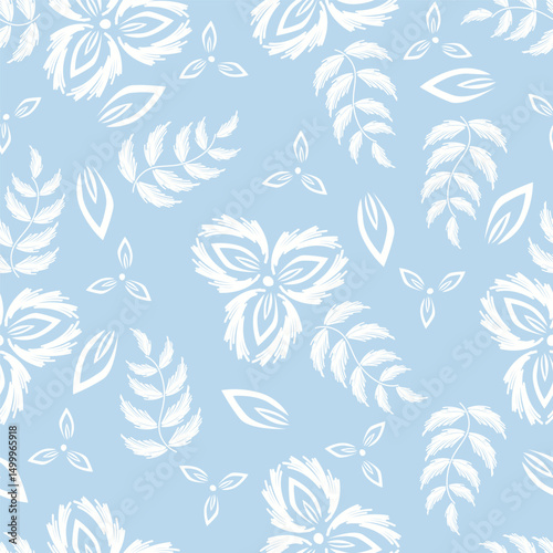 Seamless pattern with floral motifs. Vector illustration.	