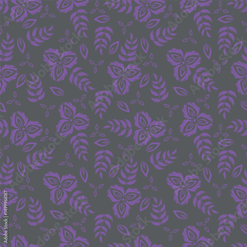 Seamless pattern with floral motifs. Vector illustration.	