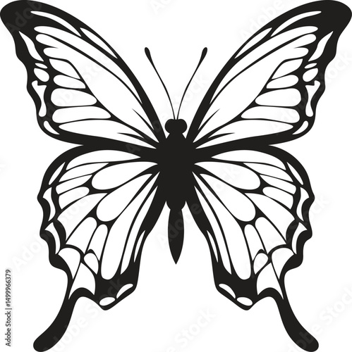 Butterflies silhouette vector illustration. Insect butterfly black silhouette winged gorgeous animal