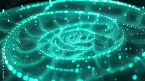Glowing Particles Forming Digital Spiral Abstract Background