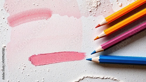 Colored Pencil Strokes on Textured Surface, Product Display Ready