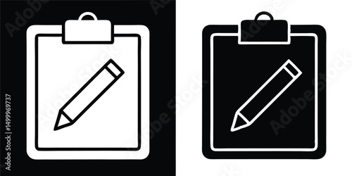 Vector illustration of a pencil icon on a blank notepad, perfect for business and office stationery concepts