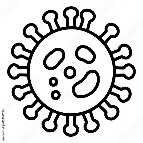 virus icon with circular structure and spikes