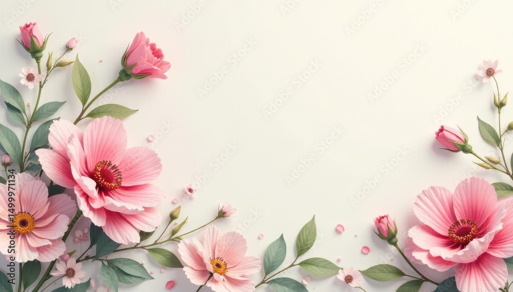 Obraz premium Delicate, small-scale floral print on light background, vintage, fabric, subtle