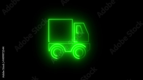 Glowing neon line Delivery tracking icon isolated technology, track, transport, truck, video, web.. 
