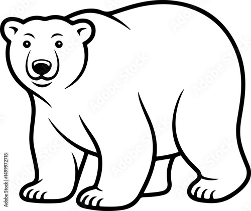 bear silhouette and line art Vector illustration