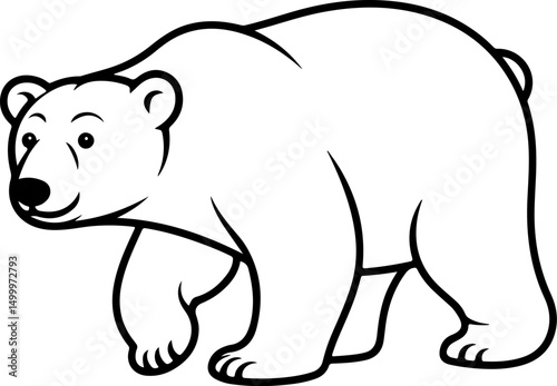 bear silhouette and line art Vector illustration