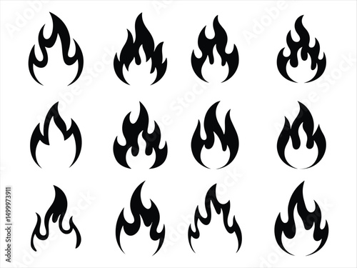 fair flame icon set vector  on white background.