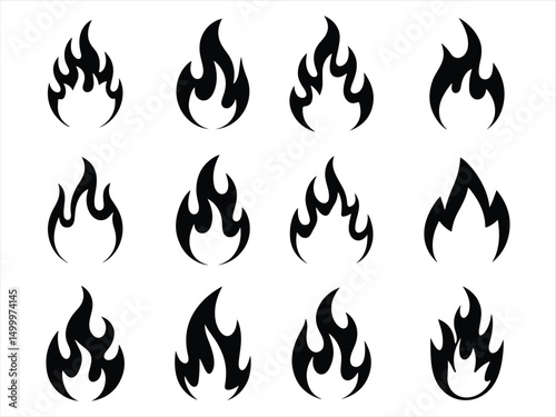 fair flame icon set vector  on white background.