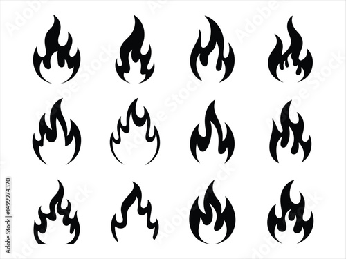 fair flame icon set vector  on white background.