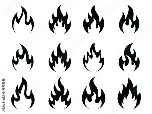 fair flame icon set vector  on white background.