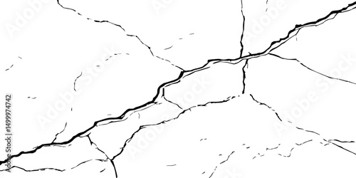 Dry cracked soil texture background. White background vector.The white background features irregular patterns resembling parched earth. Cracked white background with a dry, textured style. 