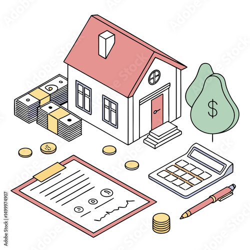 Mortgage Loan Financial Document Paperwork and Calculator	