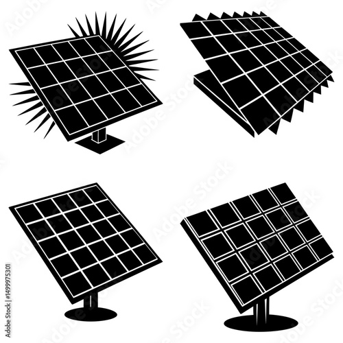 solar panel silhouette vector