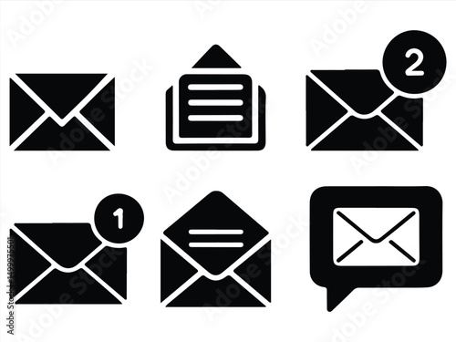 mail icons set vector on white background.