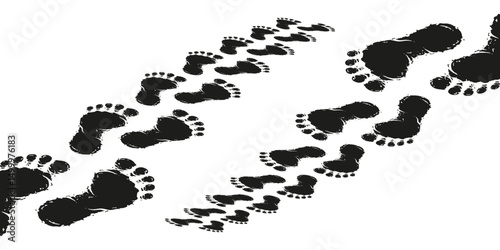 footprint shoe sole tracking path on transparent background, shoe footprint path vector illustration