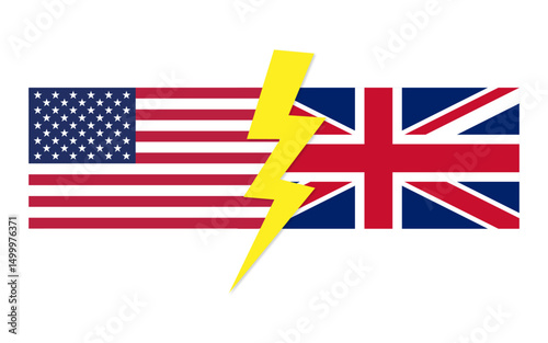 USA UK trade war concept with two country map, Trade war between USA and UK