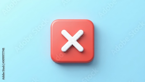 Coral-colored square button with a white cancel symbol.