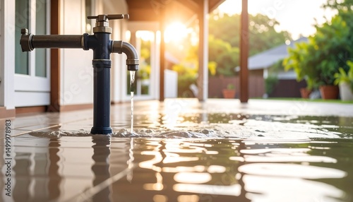 Leaking Faucet Flooding Patio.