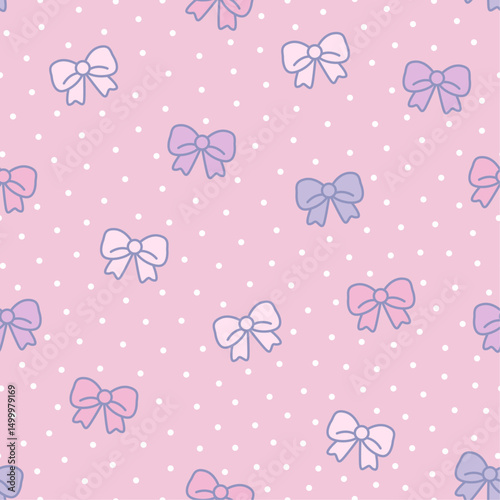 Seamless pattern with cute bows. Pink vector illustration. Texture for print, textile, fabric.