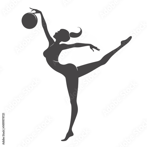 Silhouette of rhythmic gymnast with ball