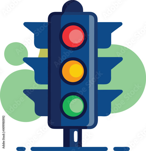 Colorful traffic light illustration for transportation safety