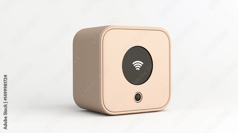Fototapeta premium Isolated 3D render of smart plug with Wi Fi connectivity modern rectangular design on white background