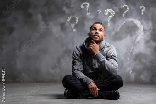 young man thinking about something