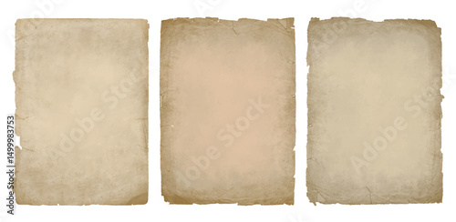 Vintage old paper background texture with torn ripped edges. Antique worn parchment	
