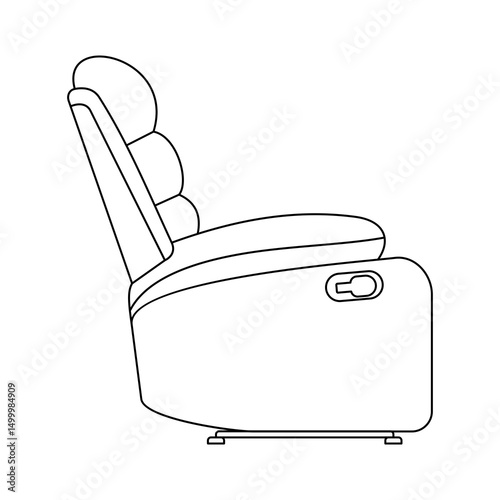 Outline vector illustration of a side view modern and luxury single seat sofa.