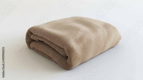 Isolated 3D render of soft baby blanket folded neatly plush texture visible on seamless white background