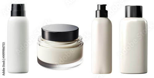 Realistic cream bottle cosmetics collection, isolated on white background