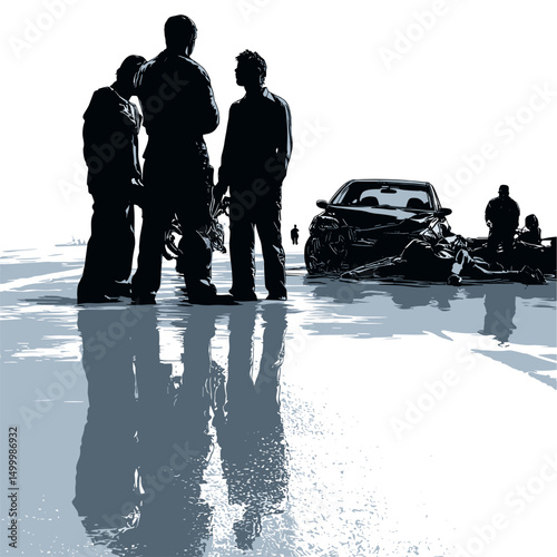 vector silhouette of car accident .Generative AI