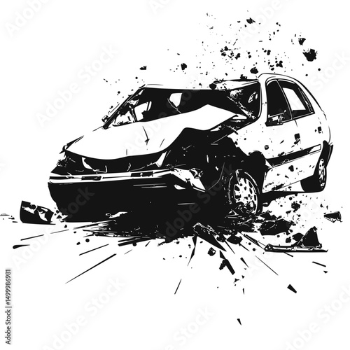 vector silhouette of car accident .Generative AI