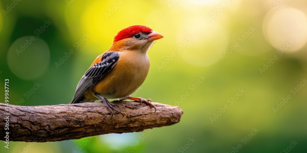 Fototapeta premium Red-headed Woodpecker in Sunlight