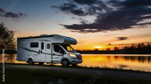 Discover freedom on wheels! Our cozy motorhome finds serenity under the night sky, ready to embark on new adventures.