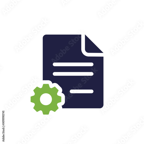 A modern file icon with a settings gear, ideal for representing document settings or management tools in digital applications, enhancing user interfaces and experiences in UIUX design
