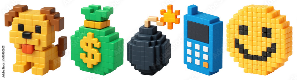 Naklejka premium PNG 3d pixel icon, transparent background