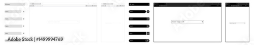 Website mockup template with browser window search bar and frames for PC laptop tablet and mobile. Includes light dark and night modes. Vector illustration for UI and web presentations.