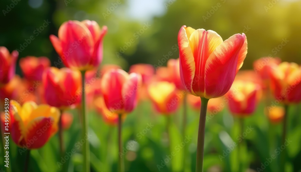 Soft focus, vibrant tulips in a blurred garden background, tulips, blossom, vibrant colors Soft focus, vibrant tulips in a blurred garden background, tulips, blossom, vibrant colors