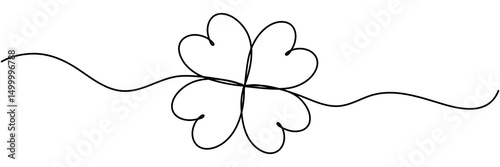 Three leaves clover continuous line drawing. Saint Patrick's Day symbol. Irish leaf. Vector illustration isolated on white.