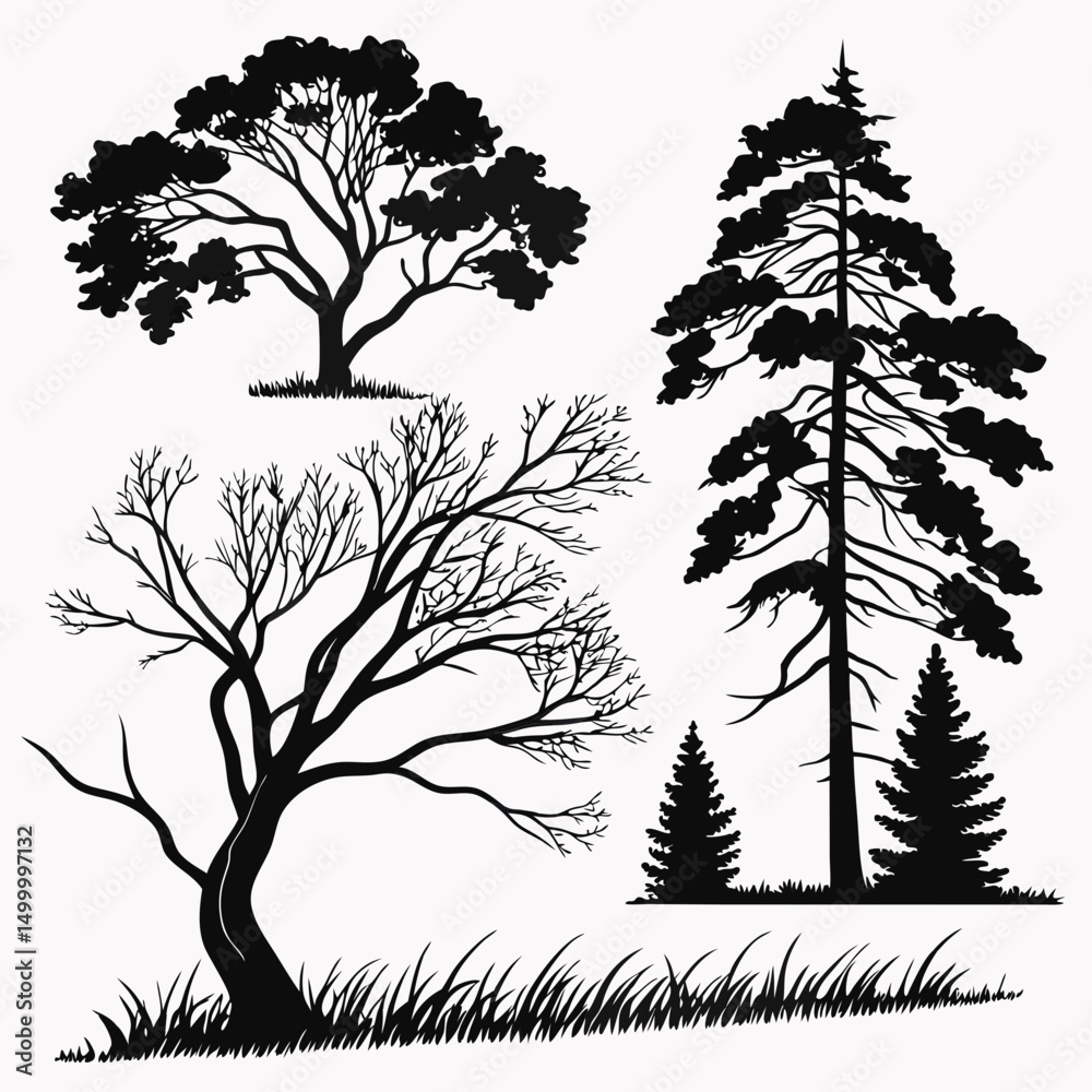 Fototapeta premium set of trees silhouettes