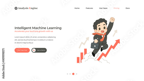 Homepage for a Business growth consulting website using AI. Header or Main Image of a website about business with AI